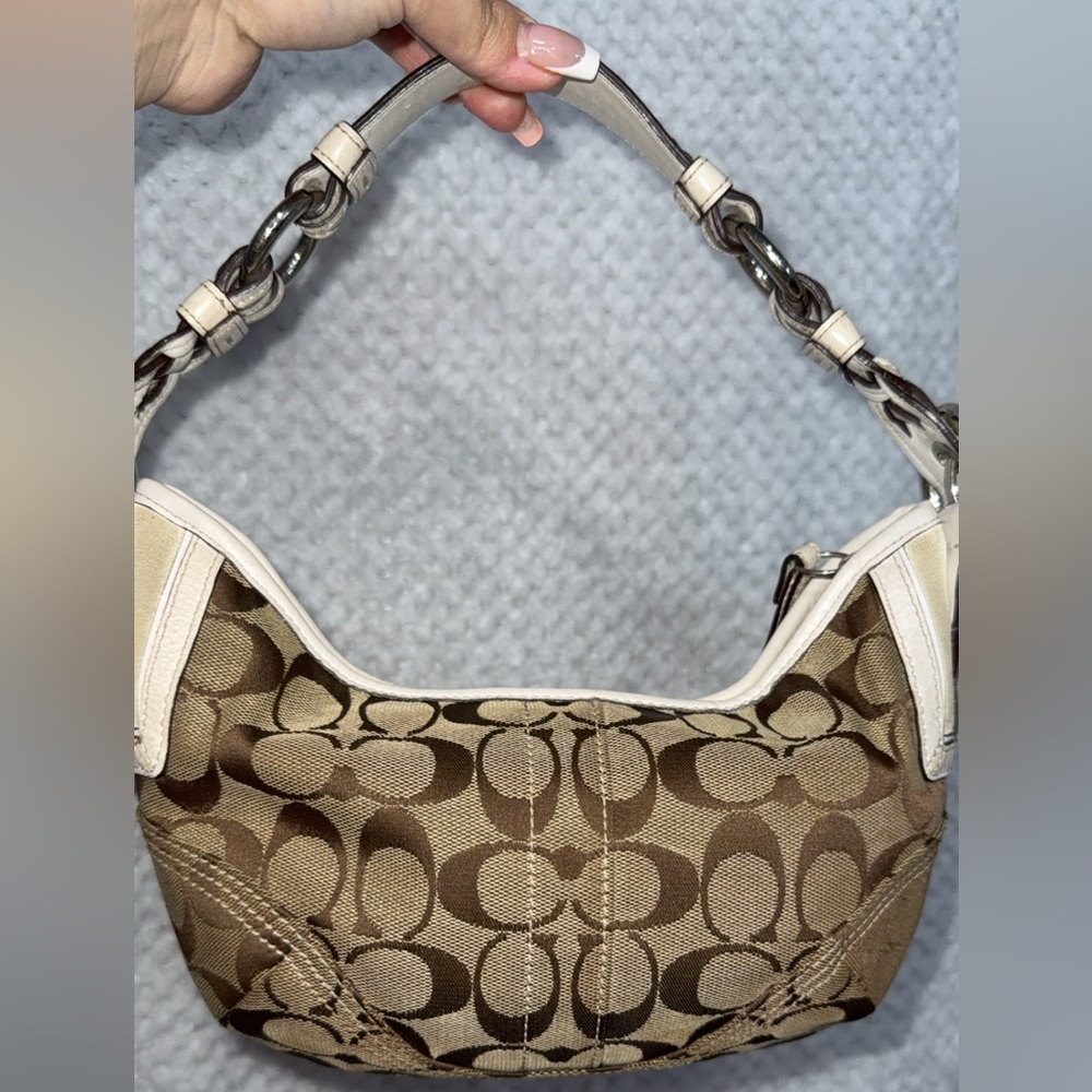 Coach small tan/white braided strap